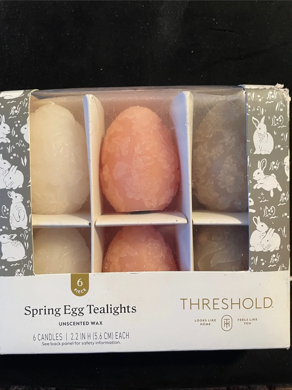 Threshold Spring Egg Tealight Trio - Pink, Cream, Gray 6ct Unscented Wax New